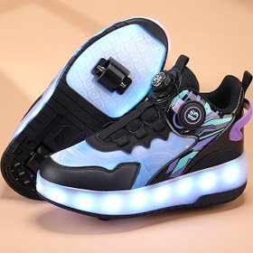 Resim Unisex Gece Işıklı Paten, USB Şarj Edilebilir LED Işıklar, Nefes Alabilen Üst, TPR Taban, Yuvarlak Burun, Düşük Top, Tüm Mevsimler İçin Erkek ve Kızlar 14 ve Altı İçin Kapalı ve Açık Paten Ayakkabıları 