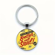 Resim Better Call Saul" TV Şovu İlhamlı Anahtarlık - Şık Sarı & Kırmızı Cam Tasarım Alaşım Halka ile, Hayranlar için Mükemmel Yenilik Hediyesi, Kadın Moda Aksesuarı 