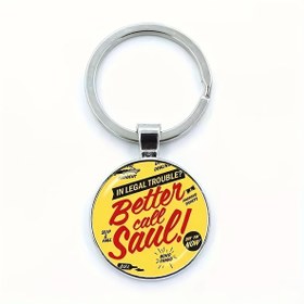 Resim Better Call Saul" TV Şovu İlhamlı Anahtarlık - Şık Sarı & Kırmızı Cam Tasarım Alaşım Halka ile, Hayranlar için Mükemmel Yenilik Hediyesi, Kadın Moda Aksesuarı 