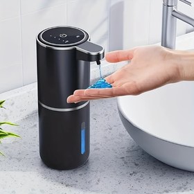 Resim 12.8oz Duvara Monte Otomatik Köpüklü Sabunluk Güç Göstergeli, USB Şarj Edilebilir, Dokunmadan Tasarım Banyo, Mutfak, Otel & Restoran Kullanımı İçin – Akıllı Sensör, Pratik & Hijyenik Çözüm 