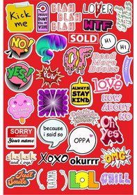 Resim Eğlenceli İfadeler Seri 3 Sticker Seti Laptop Ajanda Notebook Tablet Defter Etiket Bullet Journal Diğer 