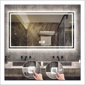 Resim GLOBAL LED MIRROR 60x80 Cm Dokunmatik Tuşlu Buğu Önleyicili Beyaz Ledli Tasarım Kumlamalı Banyo Aynası Makyaj Aynası 