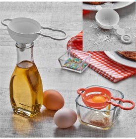 Resim 3 Lü Mini Pratik Mutfak Pasta Seti Huni,yumurta Ayırıcı Mini Elek Plastik Turuncu Diğer 