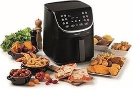 Resim Kenwood Airfryer XXXL Siyah HFP80.000BK - 7 Litre Geniş Hazne Kapasitesi, 1700 Watt, Dijital Dokunmatik Ekran, 12 Farklı Programlama, 200 Dereceye Çıkabilen Sıcaklık Ayarı, Meyve Kurutma Fonksiyonu 