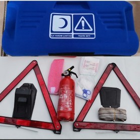 Resim Trafik Seti Metal Ayaklı Reflektörlü ve Yangın Tüplü 