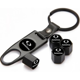 Resim Gardenauto Ssangyong Paslanmaz Çelik Sibop Kapağı ve Anahtarlık Seti 