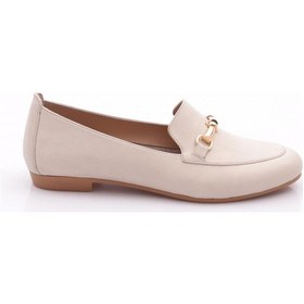 Resim Dgn 707 Kadin Aksesuarli Loafer Ayakkabi Ekru 