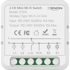 Resim Xenon Smart Akıllı Anahtar | Wifi, Bluetooth, 2 Kanal, Sıva Altı Çiftli Işık Anahtarlı, Akıllı Röle (X7014) 