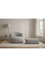 Resim PATARA HOME Mila Modell Gri Puff & Armut Koltuk 2'li Relax Koltuk 