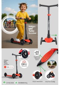 Resim Işıklı Scooter, Ayarlanabilir Yükseklik, Ön Tekerleri Işıklı Çocuk Scooter, Kırmızı Kırmızı 