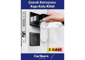 Resim Carlburn Özel Üretim 180 Derece Dönebilen Düğmeli Bebek Çocuk Koruyucu Kapı Kolu Kilidi - 2 Adet 