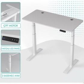 Resim Karr Office O-Flex O2B6 Duo Çift Motorlu Elektrikli Yükseklik Ayarlı Masa - 160X80 - Beyaz Beyaz 