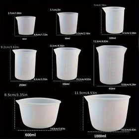 Resim 1 adet/5 adet Silikon Ölçü Kabı Seti - Esnek, Temizlemesi Kolay Reçine Karıştırma Araçları DIY için, Dayanıklı ve Hassas Yaratıcı Projeler, El Sanatları Araçları | Net İşaretlemeler | Yeniden Kullanılabilir Ölçü Kabı Seti, Ölçü Kabı Seti 