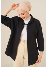 Resim Bigdart 103901 Oversize Basic Tesettür Gömlek - Siyah 001 