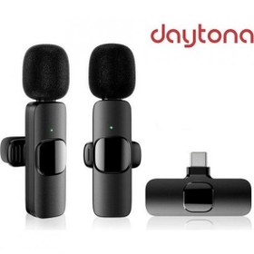 Resim DAYTONA K9T2 TYPE-C TELEFON İÇİN 2'Lİ YAKAMİKROFON KABLOSUZ (Giriş:Tip-C Alıcı =>Çıkış:2*MİKROFON) 