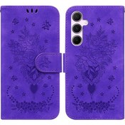 Resim Samsung Galaxy Uyumlu A35 Kılıfı: Çiçekli & Kartlı Cüzdan Kılıfı 