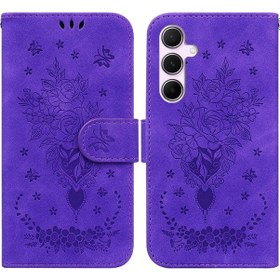 Resim Samsung Galaxy Uyumlu A35 Kılıfı: Çiçekli & Kartlı Cüzdan Kılıfı 