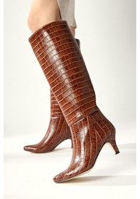Resim Milika Taba Sivri Burunlu Kısa Topuklu Çekme Çizme 001 