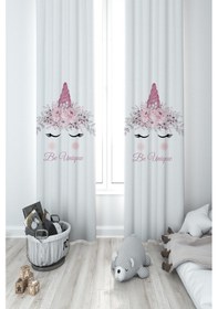 Resim Mekta Home Bebek Ve Çocuk Odası Be Unique Desenli 2 Kanat Fon Perde 