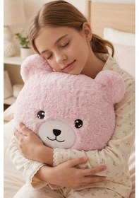 Resim Pembe Ayıcıklı Yumuşak Peluş Yastık Uyku Arkadaşı Dekoratif Sarılmalık Ayı 