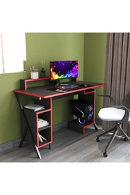 Resim Decomob Misva Oyuncu Masası, Çalışma Masası, 120 Cm Siyah & Kırmızı 