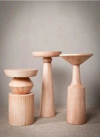 Resim 3'lü Fiskos Yan Sehpa Timeless Mantar Sehpa - Mushroom Table 3 Pieces Ahşap 