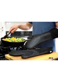 Resim Profesyonel Silikon Fırın Eldiveni, Siyah, Zem 