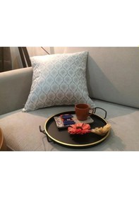 Resim Melisa Damask Baskılı Duck Kumaş Gümüş Kırlent 45 45 Cm - 525 45 x 45 