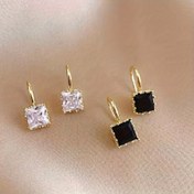 Resim 14K Altın Kaplama Basit Düşürme & Sallanan Küpeler, Elegant Kare Sentetik Kübik Zirkonya Bakır Sallanan, Klasik Japon & Kore Tarzı Günlük ve Hediye Olasılıkları için Moda Mücevheratı - Çift 