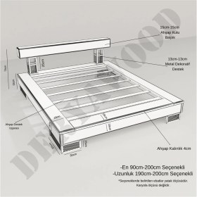 Resim Deryawood Noz Masif Ahşap Tek Kişilik Karyola 150X200 - Açık Ceviz Renk 