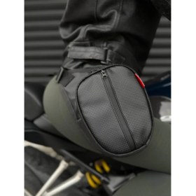 Resim Motobros Karbon Desenli Deri Motosiklet Bacak Çantası 3 Gözlü (Su Geçirmez) 