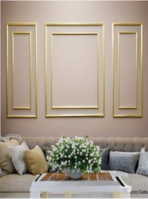 Resim Altın Gold Renk Dekoratif Poliüretan Duvar Çıtası 6' Lı Hazır Kesim Çerçeve Seti 