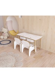 Resim Fahrettin Küçük Montessori 2 Çekmeceli Aktivite Oyun Çalışma Masası 2 Adet Koltuklu 