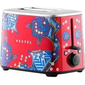 Resim Vestel X Aslı Filinta Retro Kırmızı Çini Ekmek Kızartma Makinesi 