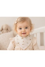 Resim NiLi Bebek Minimal Desenli Üçgen Bebek Önlüğü 