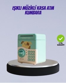Resim Su Yeşili Işıklı Sesli Elektronik Şifreli Çocuk Kumbarası 