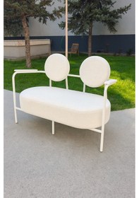 Resim Azra Mobilya Venüs Koltuk Takımı Beyaz İskelet Modern Koltuk Seti Ofis Ve Ev Kullanımı Soft Kumaş Açık Kahverengi 