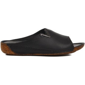 Resim Siyah Hakiki Deri Kadın Terlik 002 Z Siyah 