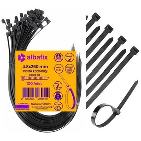 Resim 4.8x250 Mm Siyah Plastik Kablo Bağı Klipsi Cırt Kelepçe 100 Adet 