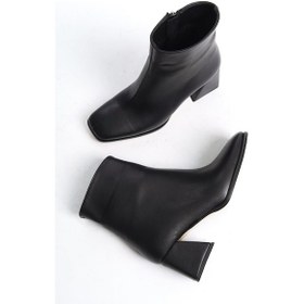 Resim Modabuymus Ezstar Siyah Mat Küt Burunlu Kalın Topuklu Günlük Bot 001 
