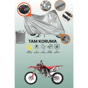 Resim Dokaca Gri Kilit ve Arka Çanta Uyumlu Honda Crf 150 R Uyumlu Motosiklet Brandası, Koruma Örtüsü 