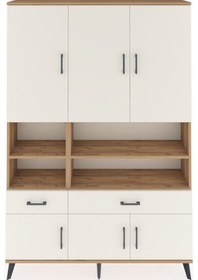 Resim Arges Dolap 8 Raflı 2 Çekmeceli 6 Kapaklı 132x30x195 Çam-aytaşı/aytaşı Aytası/aytası 