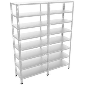 Resim Raf Burada 8 Katlı Duble Galvaniz Çelik Raf - Depo, Arşiv, Kiler, Dosya, Market Rafı-31x60x300 cm- 0.70 mm 