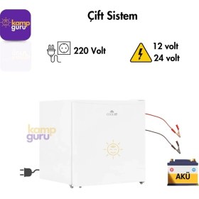 Resim Çift Sistem Cool Life 45 Litre Beyaz Buzdolabı 12/24/220 Volt 