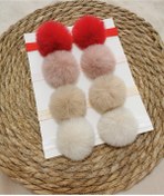 Resim Kız Çocuk/bebek 4'lü Peluş Ponpon Bandana Seti 