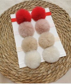 Resim Kız Çocuk/bebek 4'lü Peluş Ponpon Bandana Seti 