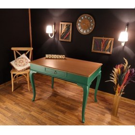 Resim Wooding-Mobilya Wooding 120 Cm Çekmeceli Masif Yeşil Naturel Çalışma Masası 