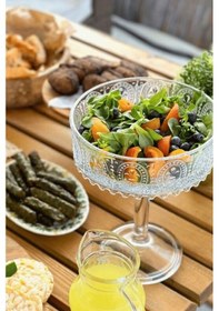 Resim 3 Boy El Yapımı Ayaklı Sunum Kasesi - Meyvelik, Çerezlik Ve Salata Kasesi Cam Sunumluk Şeffaf 