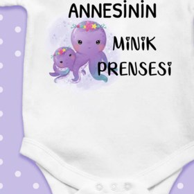 Resim Ayzi Tasarım Annesinin Minik Prensesi Yazılı Bebek Zıbın Body 