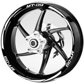 Resim Beyaz Mt-09 Yazılı 3 Parçalı Reflektif Beyaz Jant Şeridi 